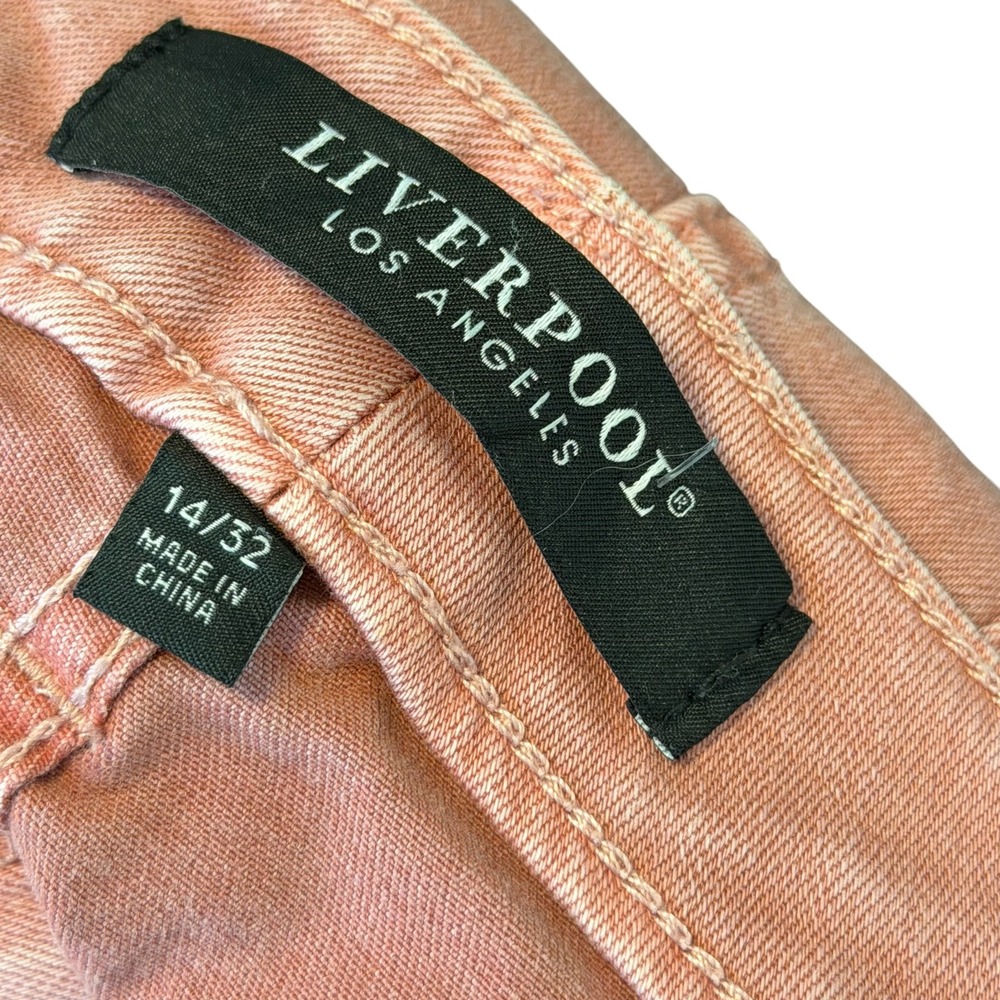 Liverpool Los Angeles Womens Cropped Straight Leg Pink Jeans Frayed Hem Size 14 - Picture 5 of 9